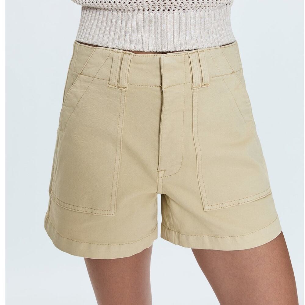 Pistola (26) Marissa High Rise Utility Shorts Custard Yellow Patch Pocket Denim